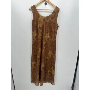 K Studio Womens Y2K Maxi Dress Brown Paisley Sheer Lined Boho Country Size 18